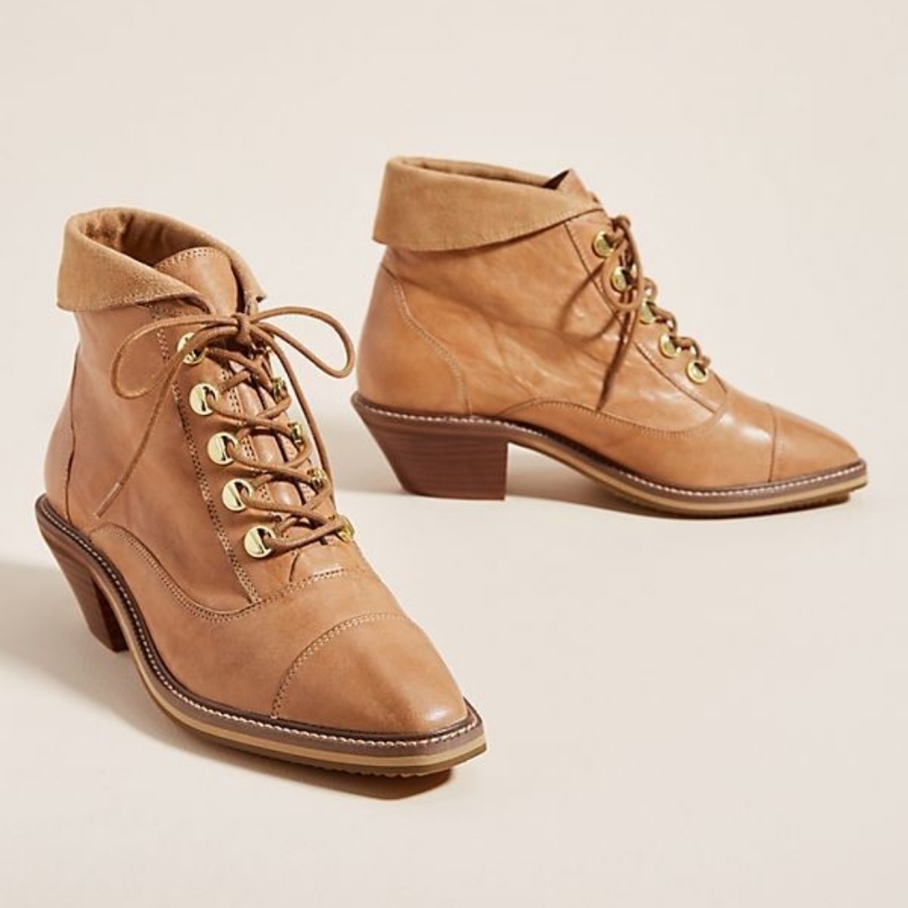 KELSI DAGGER BROOKLYN Women's Cortez Ankle Boots Honey Brown Leather